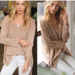 V Neck slouchy high low sweater